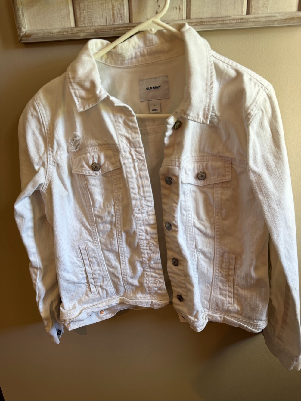 Old Navy Off-White Jacket with Navy Logo